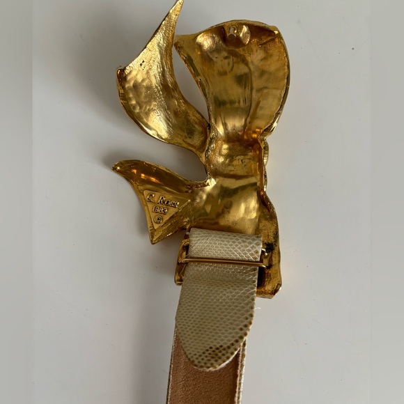 Vintage 1983 Christopher Ross 24K Gold PLATED BUCKLE With Leather Belt - Picture 9 of 9